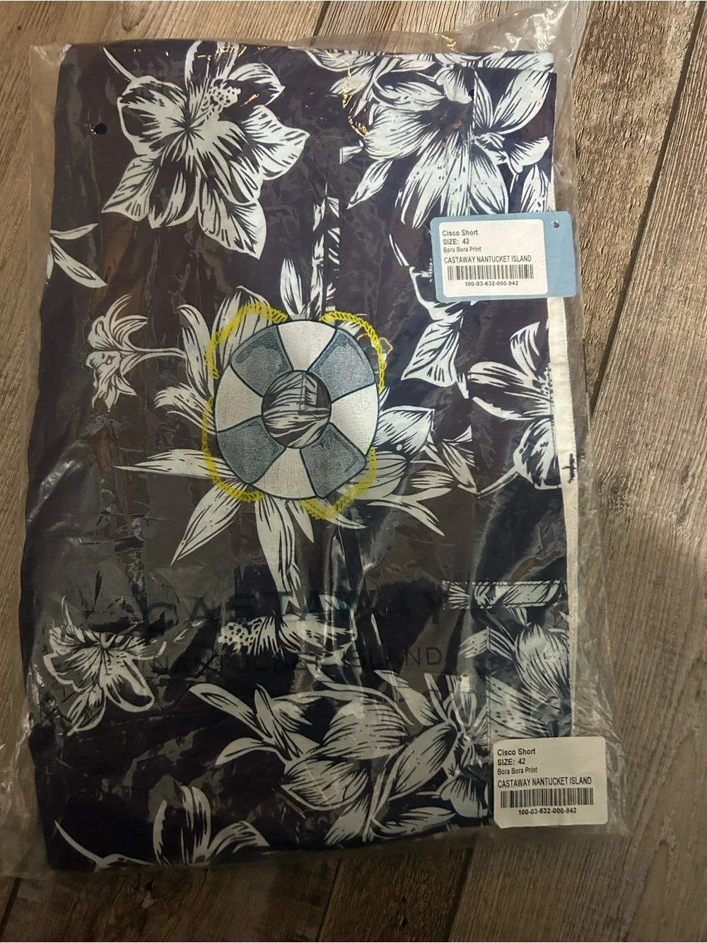Castaway Island Nantucket Men's Navy Floral Bora Bora Print flat front shorts